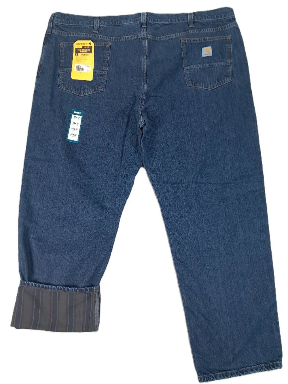 Carhartt Flannel Lined Jean Men 48x32 Relaxed Fit Straight Blue Denim BD4942-M